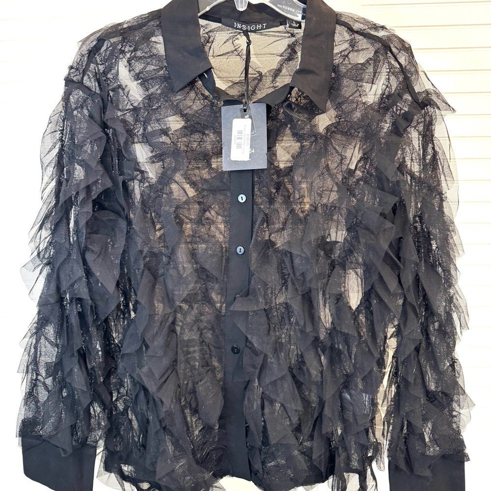 Insight Black Ruffled Blouse